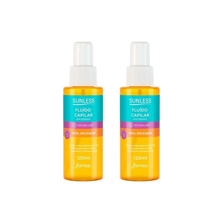 Farmax Fluido Capilar Sunless 120ml Textura Leve - Kit C/ 2 Unidades