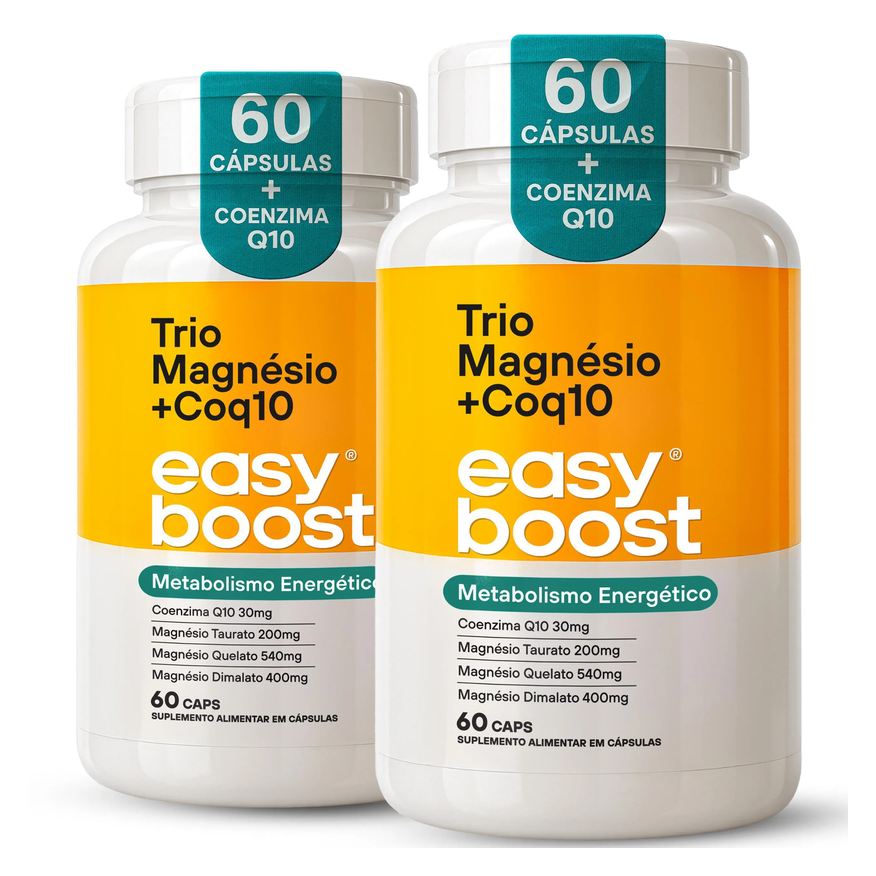 Easy Boost Trio Magnésio Dimalato Quelato Taurato Q10 Easyboost 120 cápsulas Kit 2