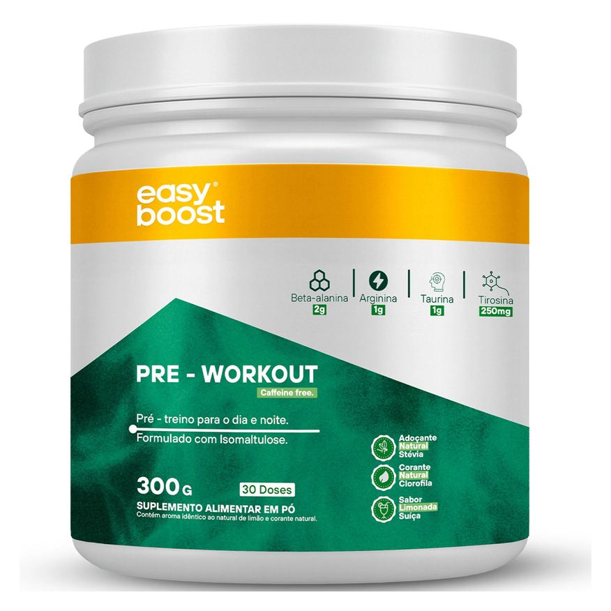 Easy Boost Pre Workout Caffeine Free Pré Treino 300g - Limonada Suica