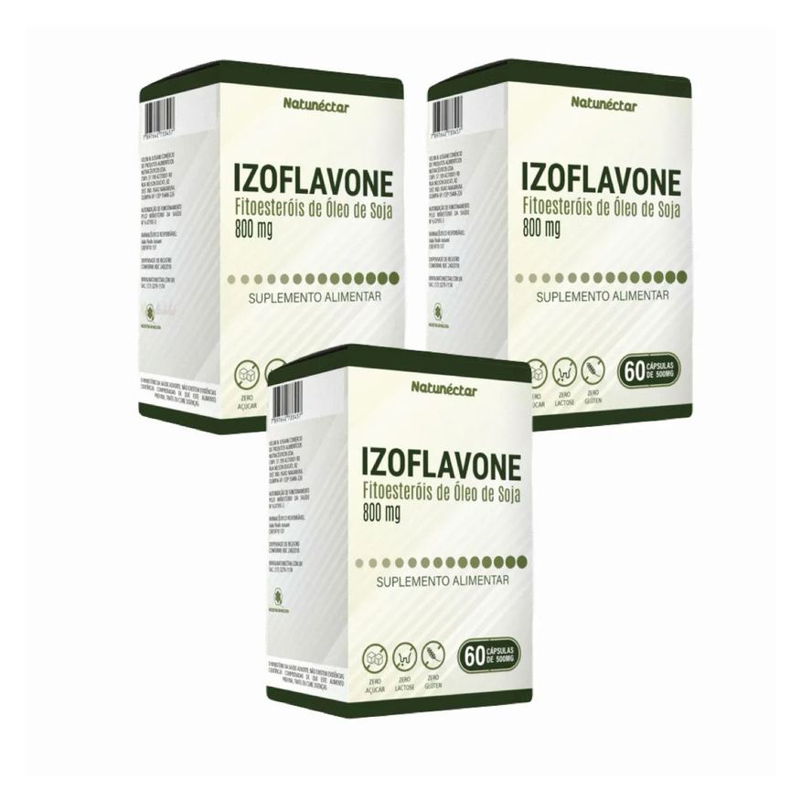 Natunéctar 3x Izoflavone Fitoesteróis de Soja 800mg - 60 Cápsulas