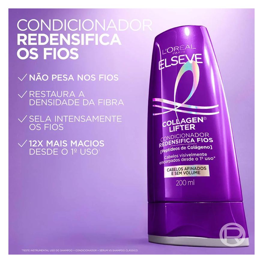 Elseve Condicionador Redensifica Fios Colágeno Lifter Redensificação e Maciez com Peptídeos de Colágeno 200ml
