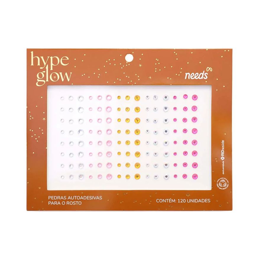 Needs Pedras Autoadesivas com 3 Tamanhos Hype Glow 120 unidades