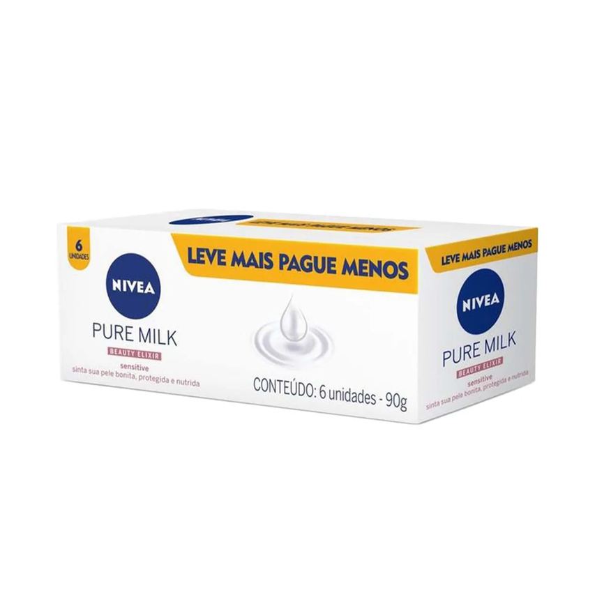Nivea Sabonete em Barra Pure Milk Sensitive Promo 6 uni 90g