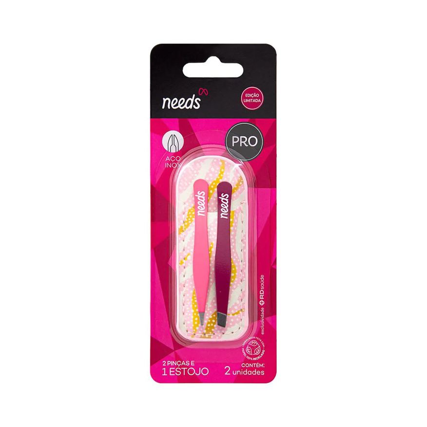 Needs Conjunto Pinça para Sobrancelhas com Estojo 2 Unidades