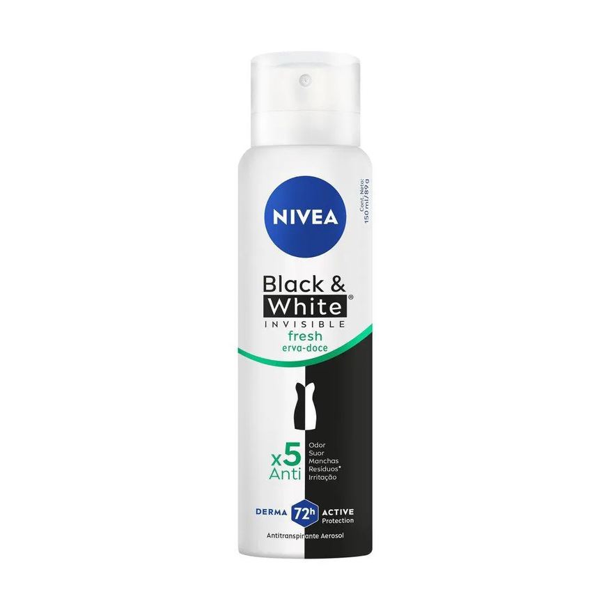 Nivea Desodorante Aerossol Black & White Invisible Fresh Erva-Doce 150ml
