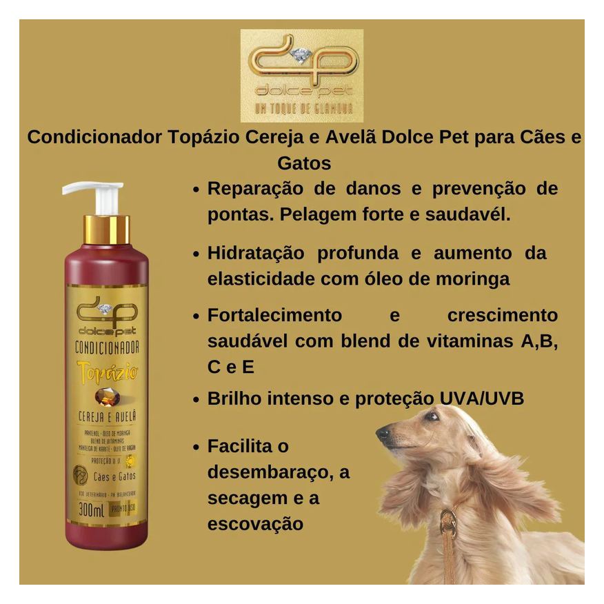 Topázio Condicionador Cereja e Avelã Dolce Pet para Cães e Gatos - 300ml