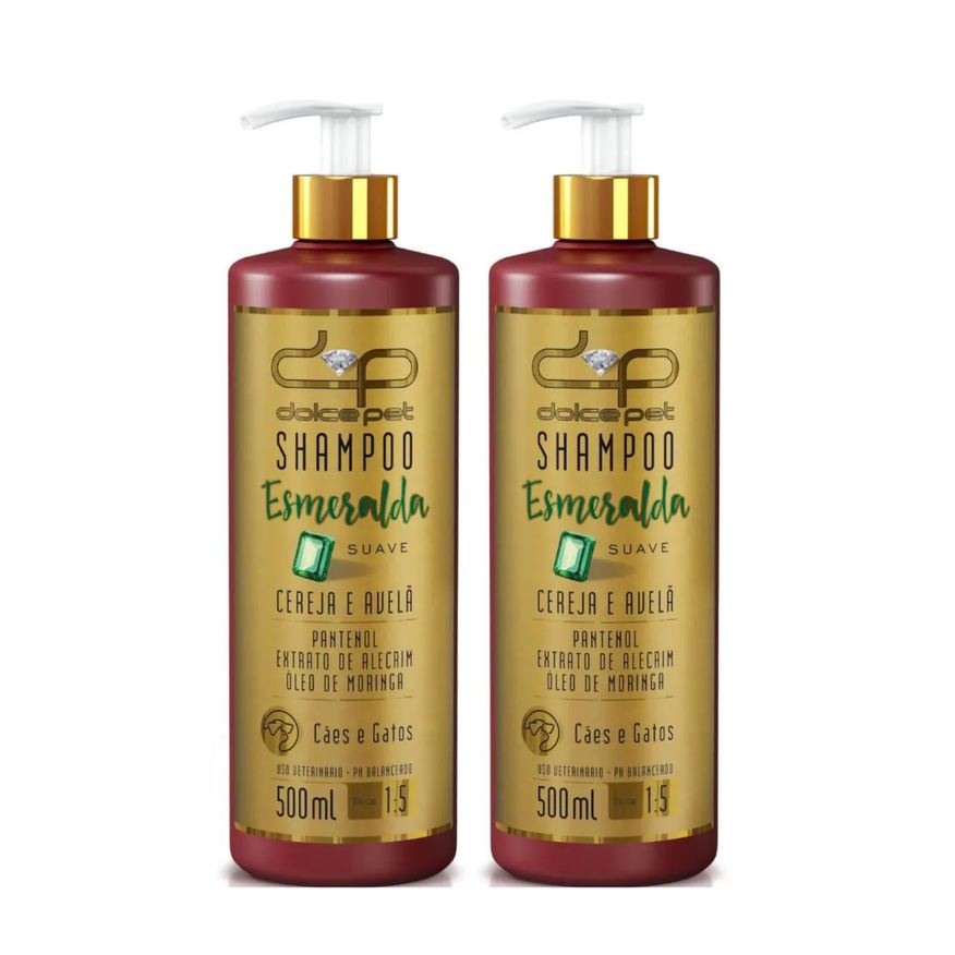 Kit 2 Shampoo Suave Cereja e Avelã Dolce Pet Cães e Gatos - 500ml