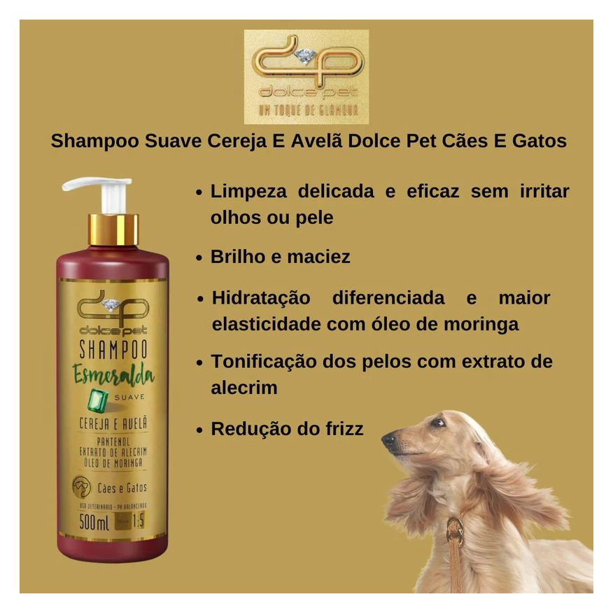 Dolce Kit Pet Shampoo Suave + Shampoo Clareador Tonalizante + Condicionador Topázio Cereja e Avelã para Cães e Gatos