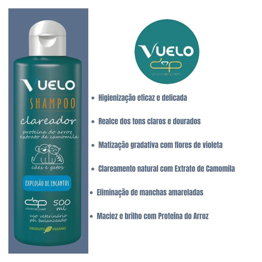 Vuelo Kit Shampoo Clareador + Leave-In Explosão de Encantos para Cães e Gatos