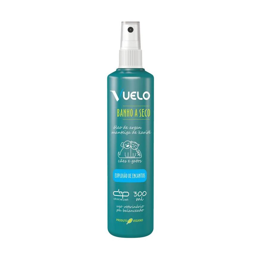 Vuelo Kit Shampoo Liso + Fluido Desembaraçador + Banho a Seco Explosão de Encantos para Cães e Gatos