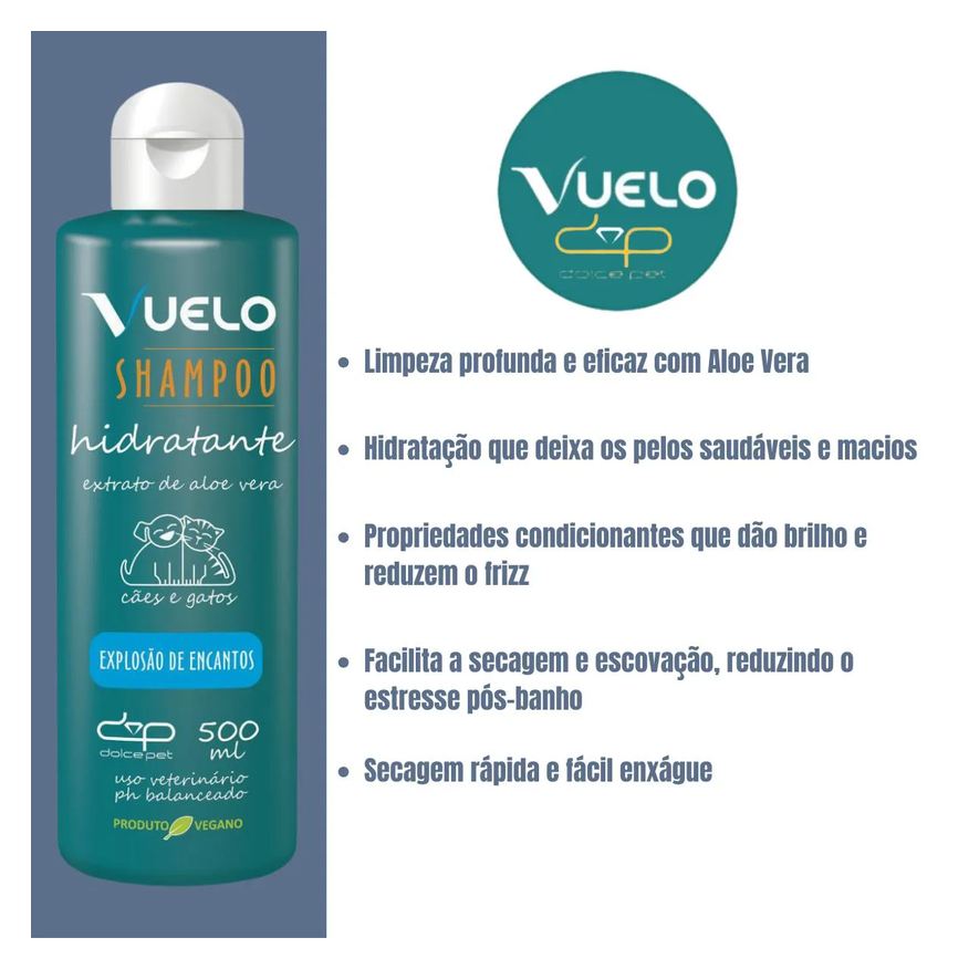 Vuelo Shampoo Hidratante Explosão de Encantos para Cães e Gatos 500ml