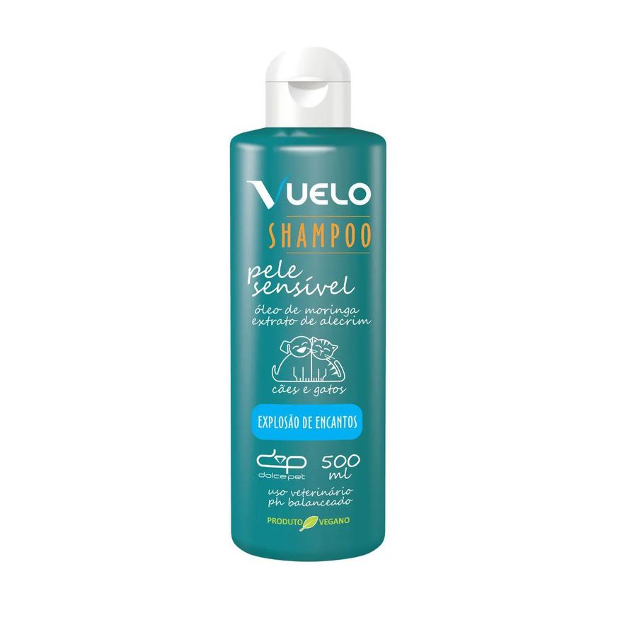 Vuelo Shampoo Pele Sensível Explosão de Encantos para Cães e Gatos 500ml