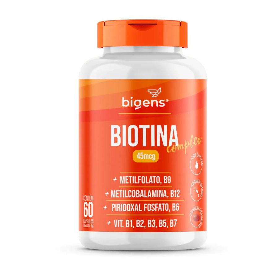Bigens Biotina Complex 45Mcg 60 Capsulas SEM Sabor