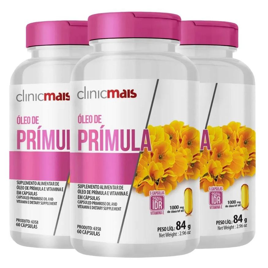 Clinic Mais Kit 3X Óleo de Prímula 1000mg 60 Cápsulas - Clinicmais