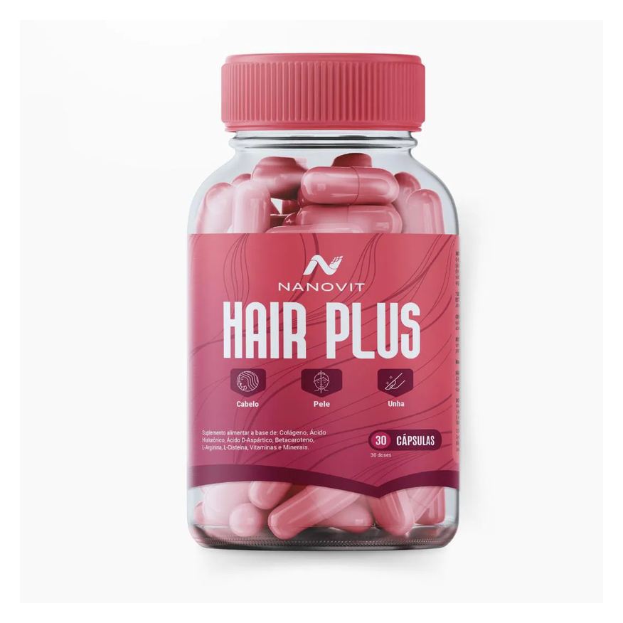 Nanovit Colágeno + Ácido Hialurônico + Biotina - 30 Cápsulas- Hair Plus