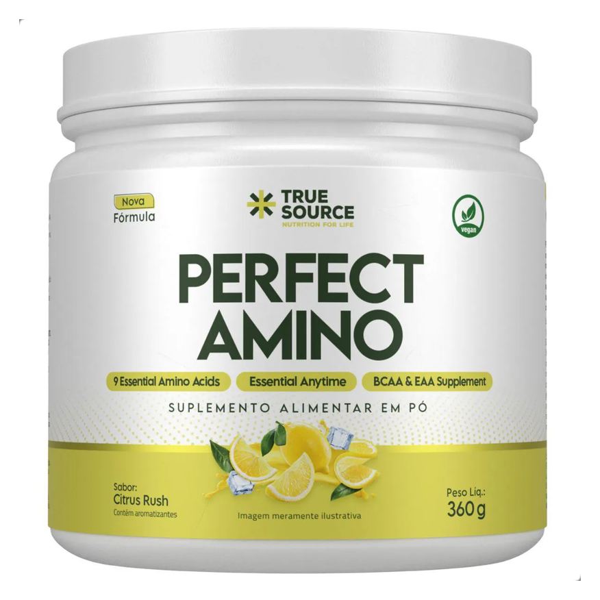 True Perfect Amino 9 Essenciais Acids Anytime 360g Source Citrus Rush