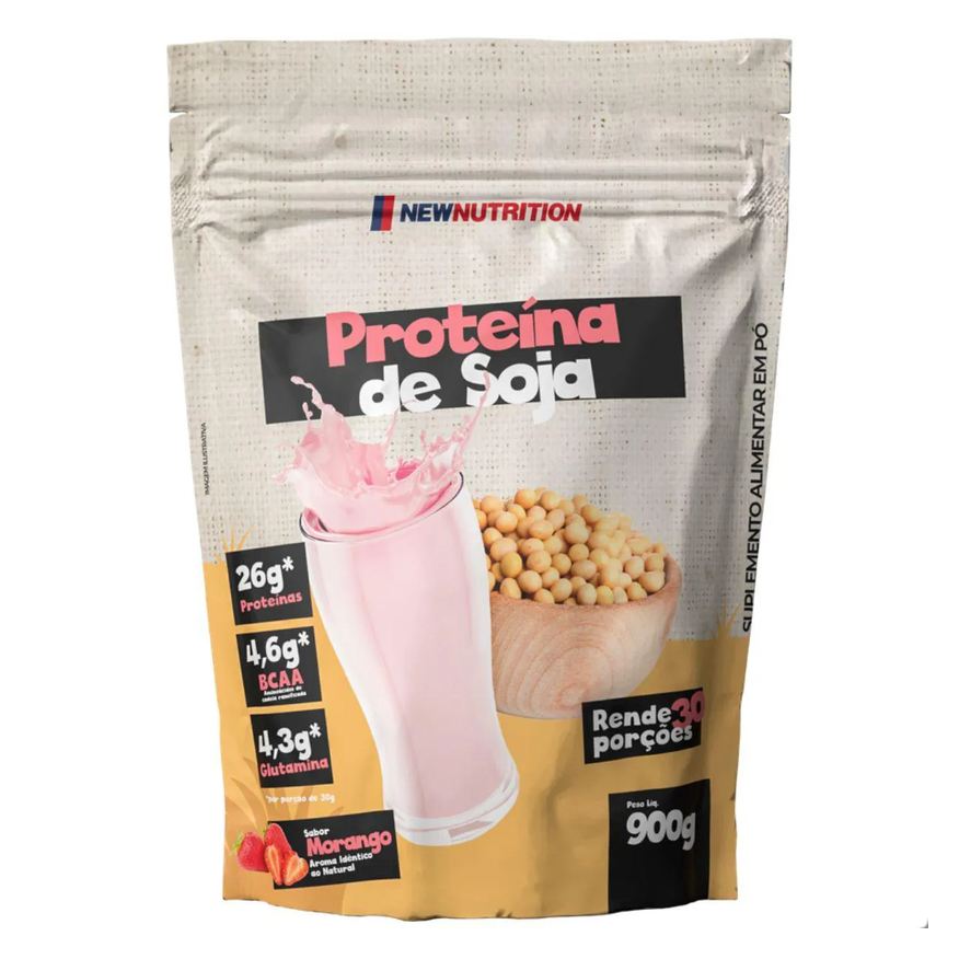 New Nutrition Proteina de Soja Vegan Protein Refil 900g Morango