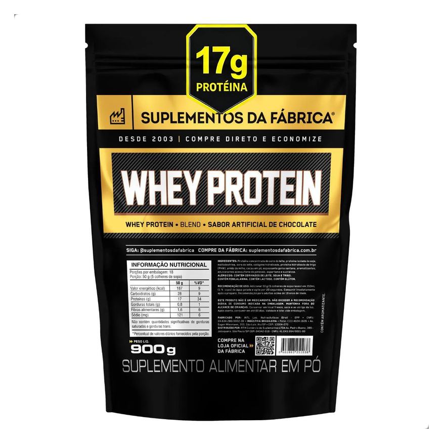 Suplementos da Fábrica Whey Protein Iso Blend Complex 900g Suplemento da Fabrica Chocolate
