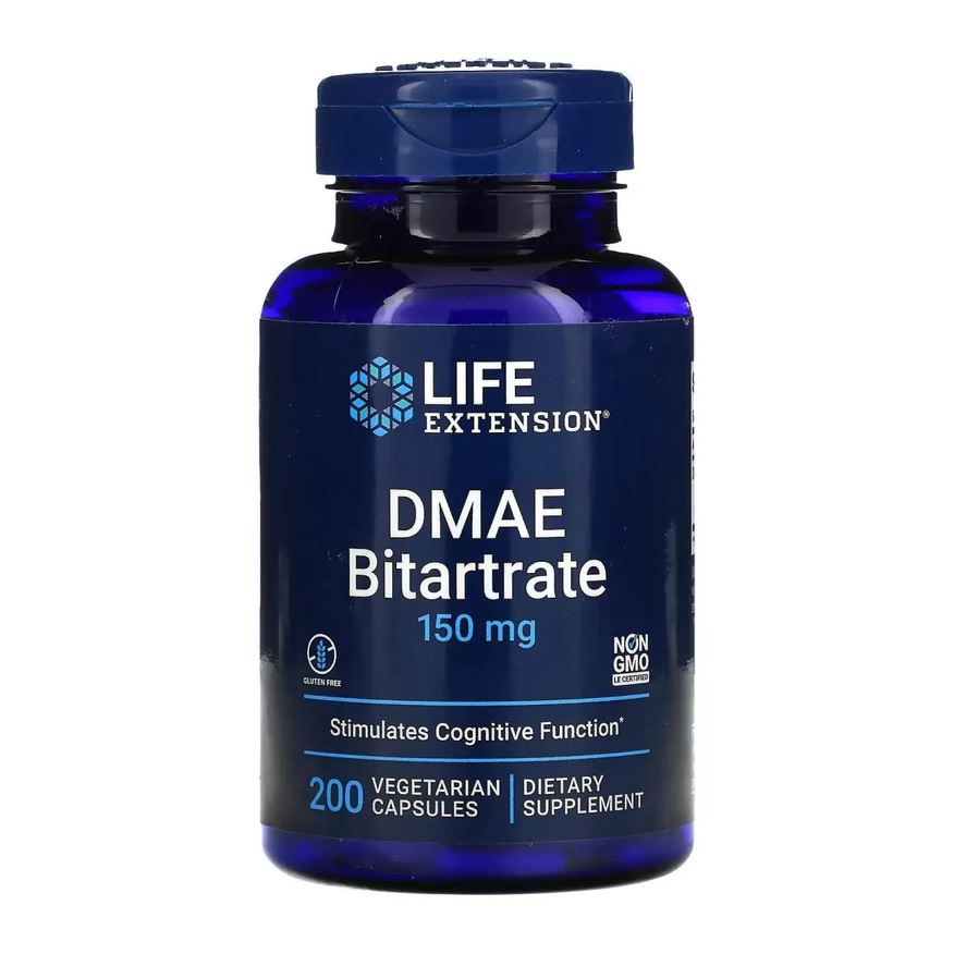 Life Extension Vitamina Dmae Bitartarato 150mg 200 Capsulas Veganas - Importado e Original