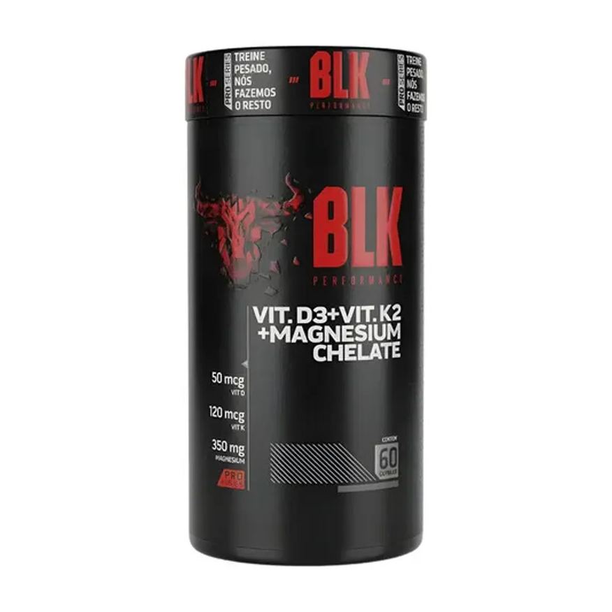 Blk Performance Vitamina D3 + Vitamina K2 + Magnesio Chelate - 60 Cápsulas - SEM Sabor