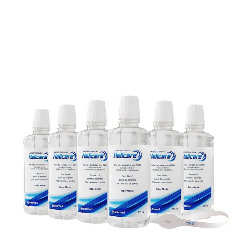Odomed Kit Halicare Enxaguante Bucal Extra Limpador de Língua (7 Produtos)