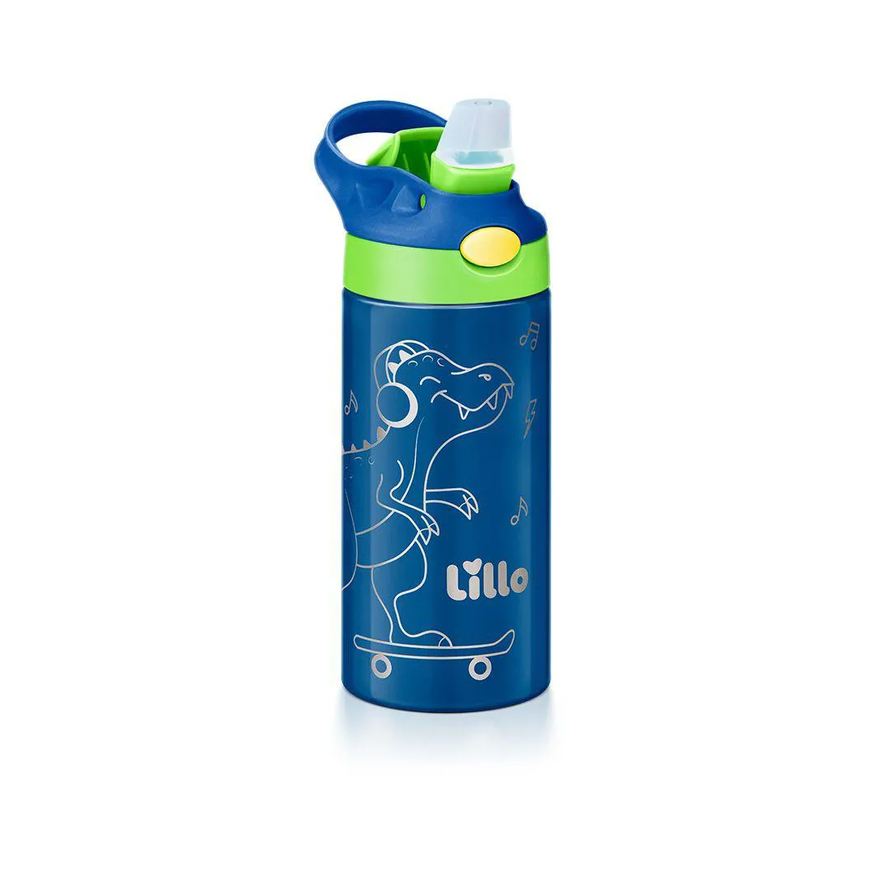 Lillo Copo Garrafa Térmica Inox Parede Dupla C/Canudo 350ml Azul