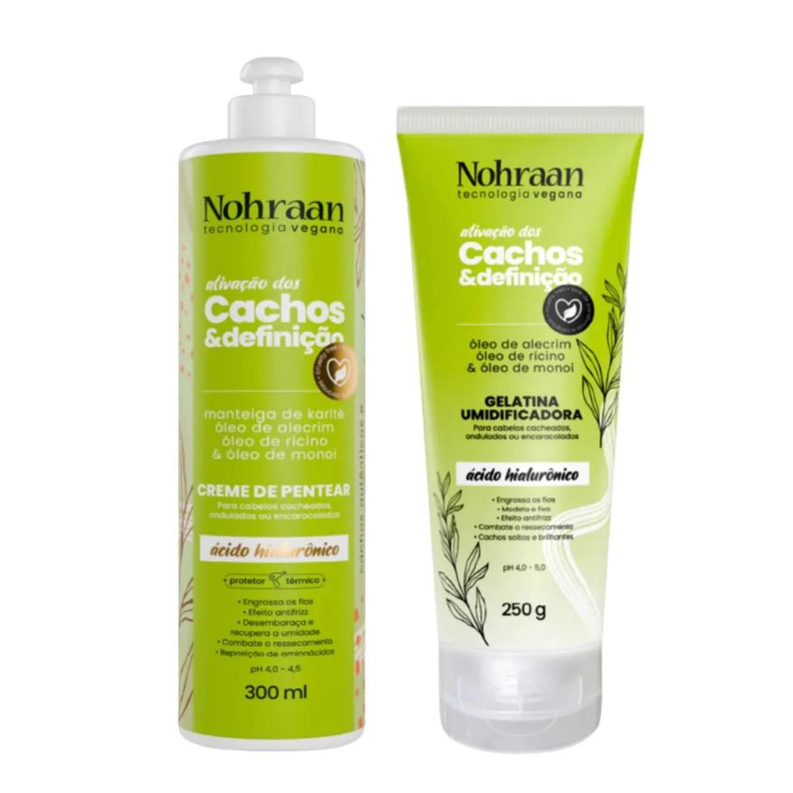 Nohraan Kit Gelatina e Creme Cachos Alecrim & Rícino 250g
