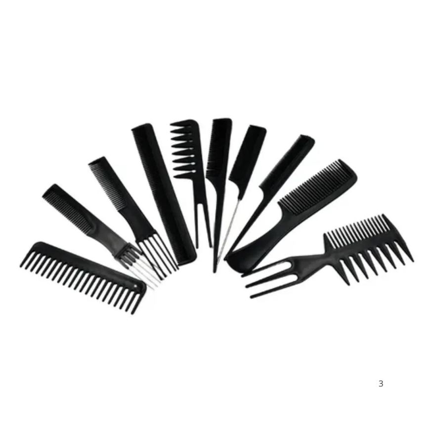 10 Kit Pentes Profissional Cabeleireiro Pente Fino Garfo Salão Barbeiro para Corte