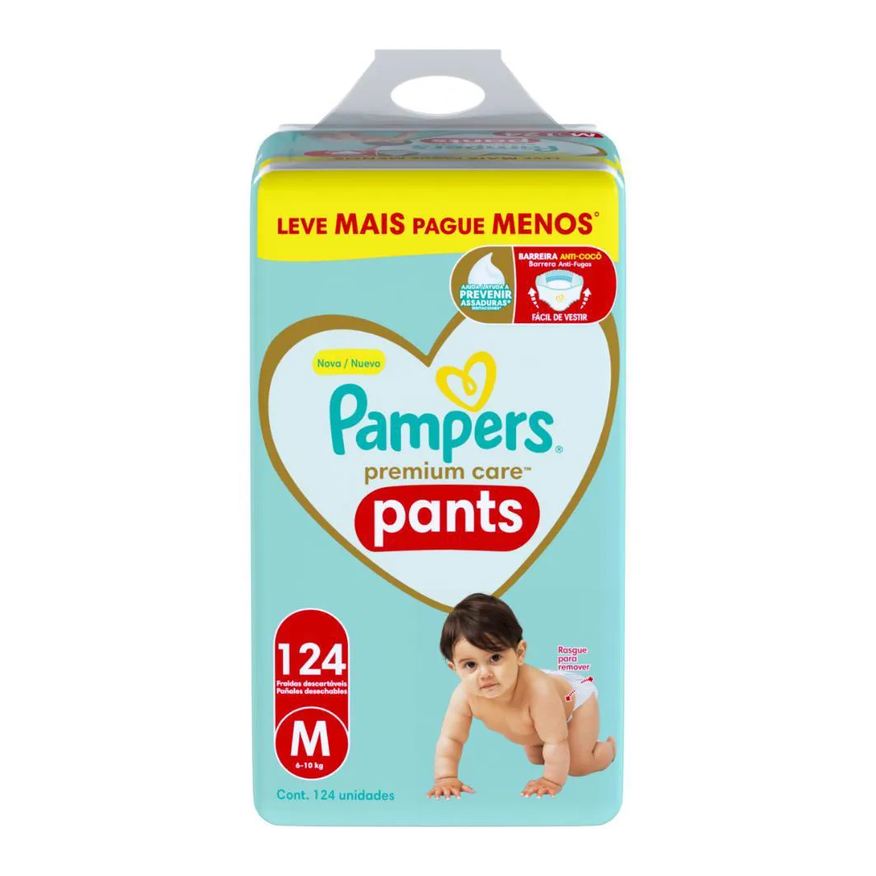 Pampers Fralda Descartável Infantil Pants Premium Care M Pacote 124 Unidades
