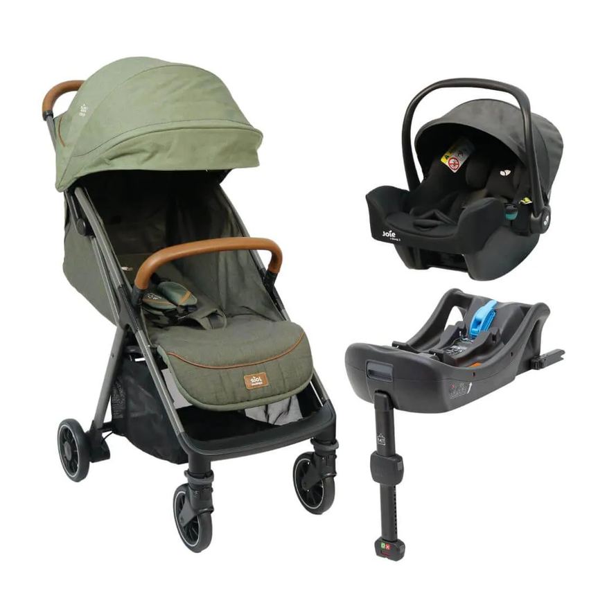 Joie Carrinho de Bebê Combo Parcel Verde Pine com Bebê Conforto e Base I-Snug