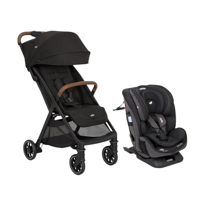 Joie Carrinho de Bebê Pact Pro Chumbo Shale com Cadeirinha de Carro Every Stage Fx Preta