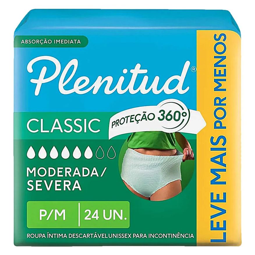 Plenitud Roupa Íntima Descartável Unissex Classic P/M 24 Unidades