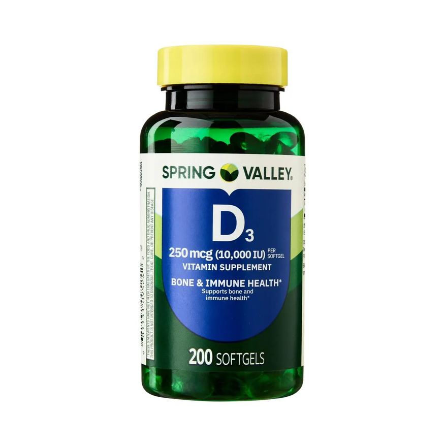 Spring Valley Vitamina D3 250 Mcg 10000 Iu, 200 Softgel