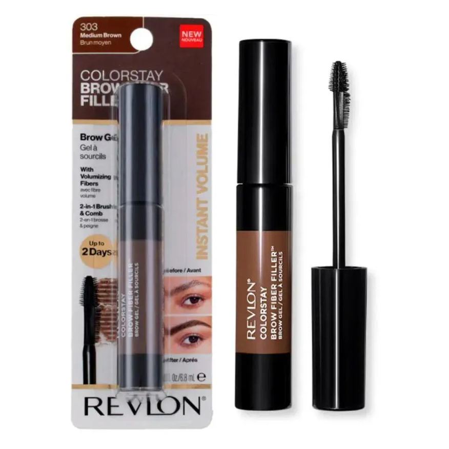 Revlon Gel para Sobrancelhas Colorstay Brow Fiber Filler Card Medium Brown 303 6,8ml - Revlon'