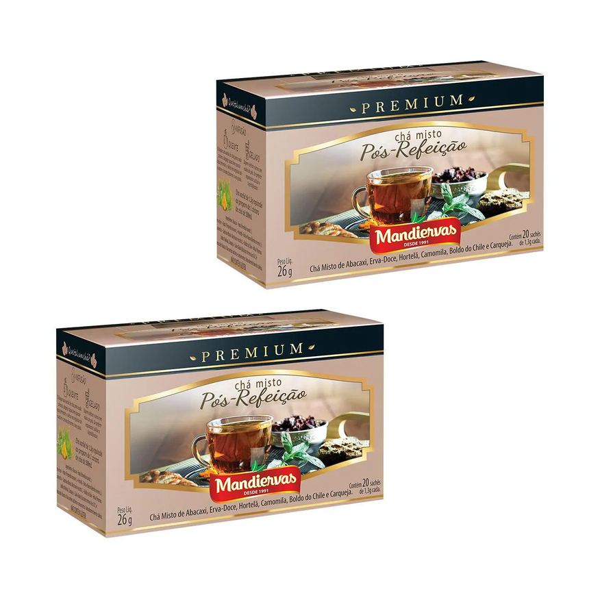 Mandiervas Kit 2Un Chá Misto Premium Pós Refeição Digestivo Sachês - 20X1,3g