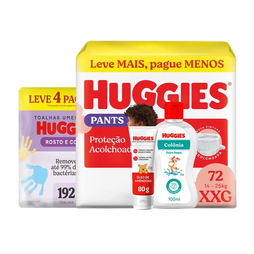 Huggies Kit Chá de Bebê Pants XXG Troca de Fralda com Colônia