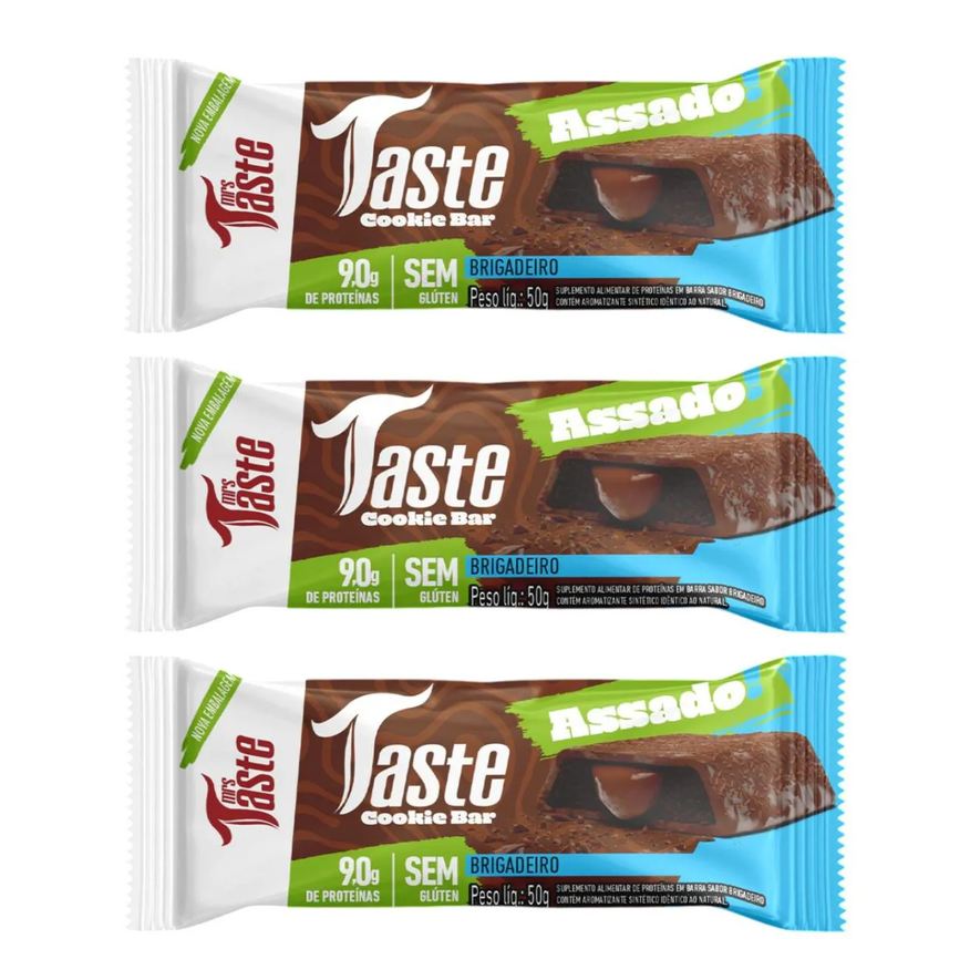 Mrs Taste Kit 3 Barra de Proteina Brigadeiro 50g 9g de Proteina Zero