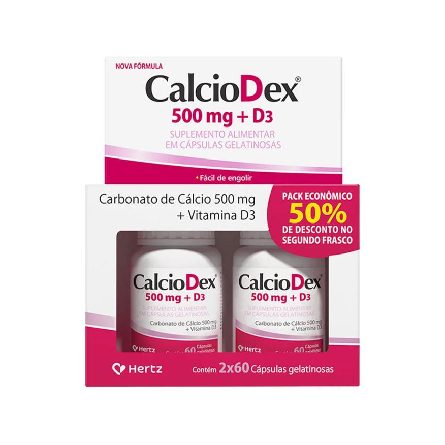 Kley Hertz Kit Calciodex + Vitamina D3 I 2X60 Cápsulas Gelatinosas