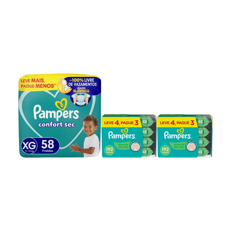 Pampers Kit Chá de Bebê Fralda XG e Lenço Umedecido