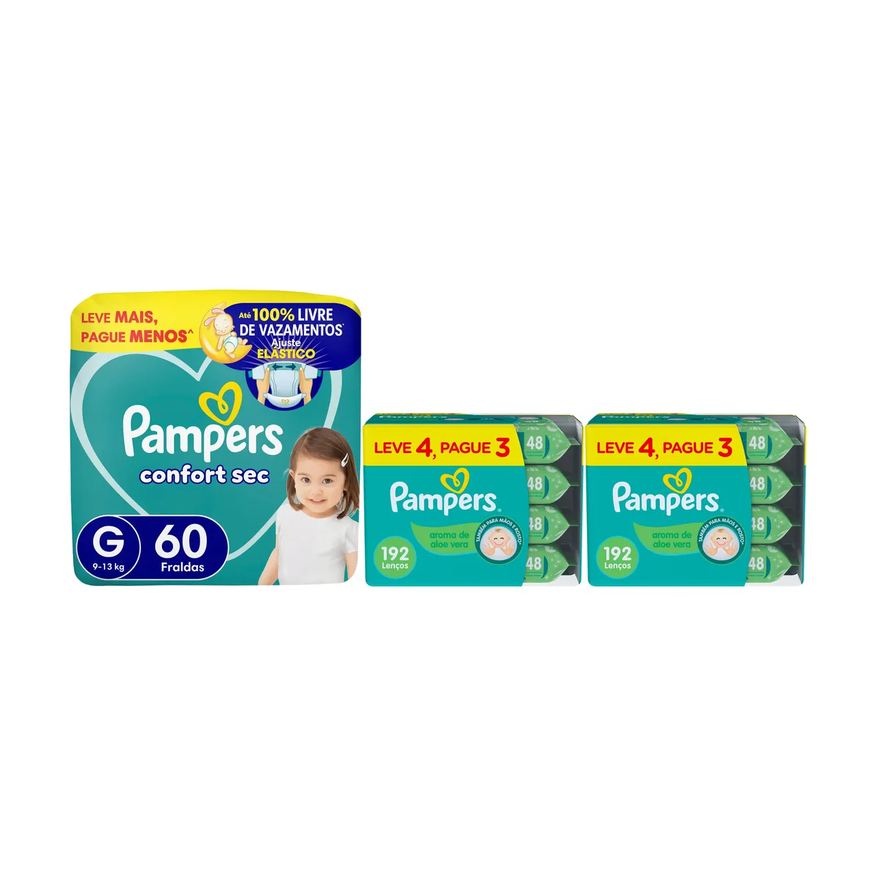 Pampers Kit Chá de Bebê Fralda G e Lenço Umedecido