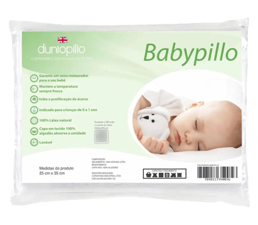 Duo Travesseiro Látex Babypillo Dunlopillo Capa Algodão 25X35Cm