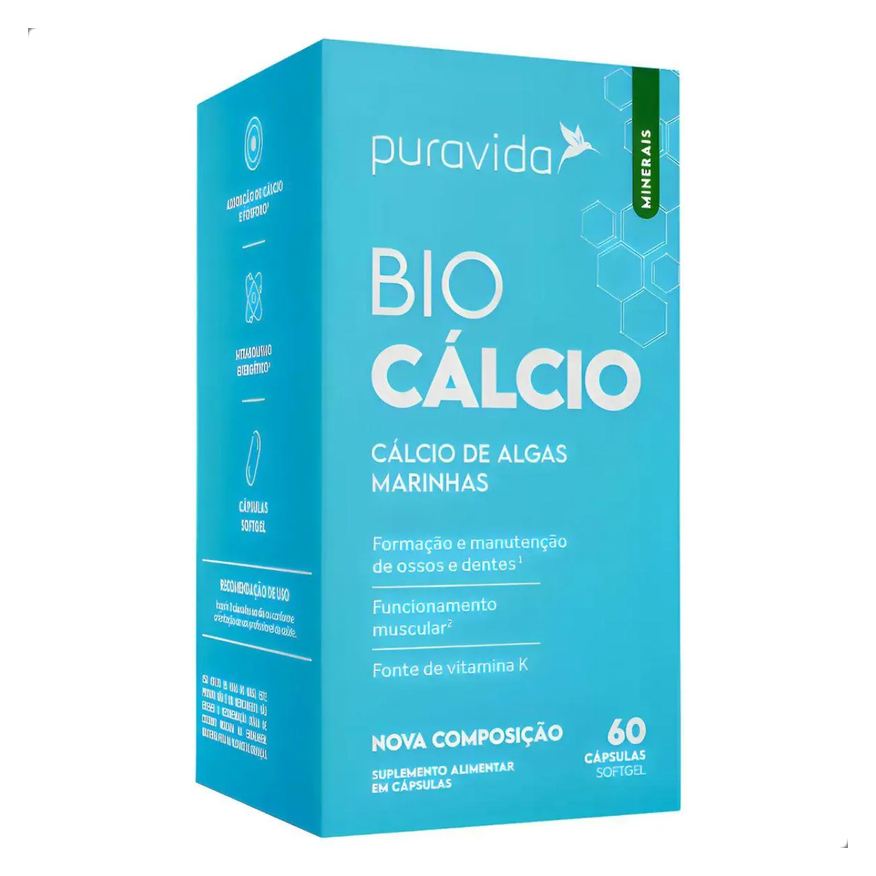 Puravida Bio Calcio de Algas Marinhas 60 Capsulas Pura Vida Natural