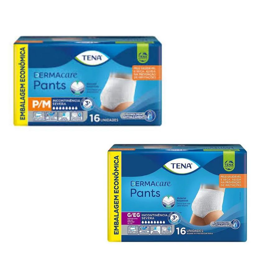 Tena Fralda Roupa Intima Pants Dermacare Ultracare P/M com 16 Unidades