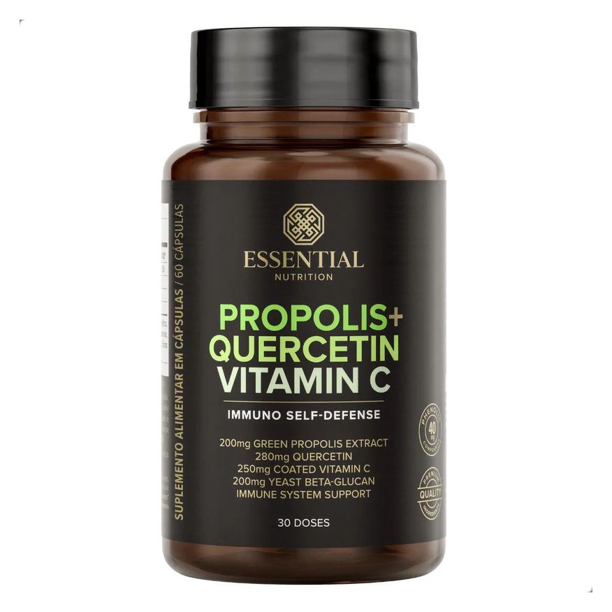 Essential Nutrition Propolis Quercetin Vitamin C Immuno Self Defense 60 Capsulas Essential Natural