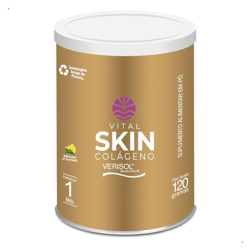Vital Âtman Skin Colageno Verisol Cabelo Pele Unha 120g Vital Atman Abacaxi COM Hortelã