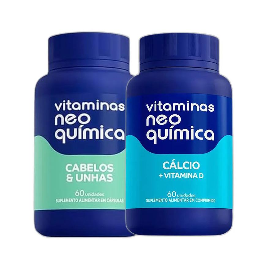 Neo Química Kit Cabelos e Unhas 60 Cápsulas + Cálcio 60 Cpr - Neo Quimica