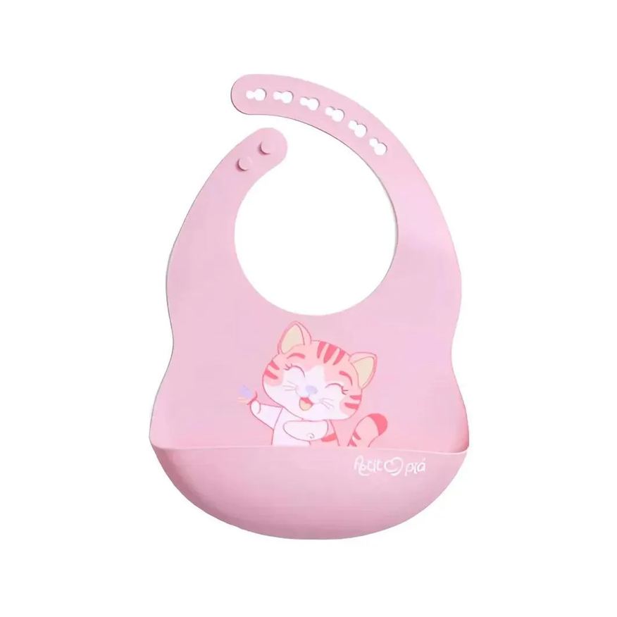 Petit Piá Babador Silicone Cata Migalhas Gatinha Petit Pia