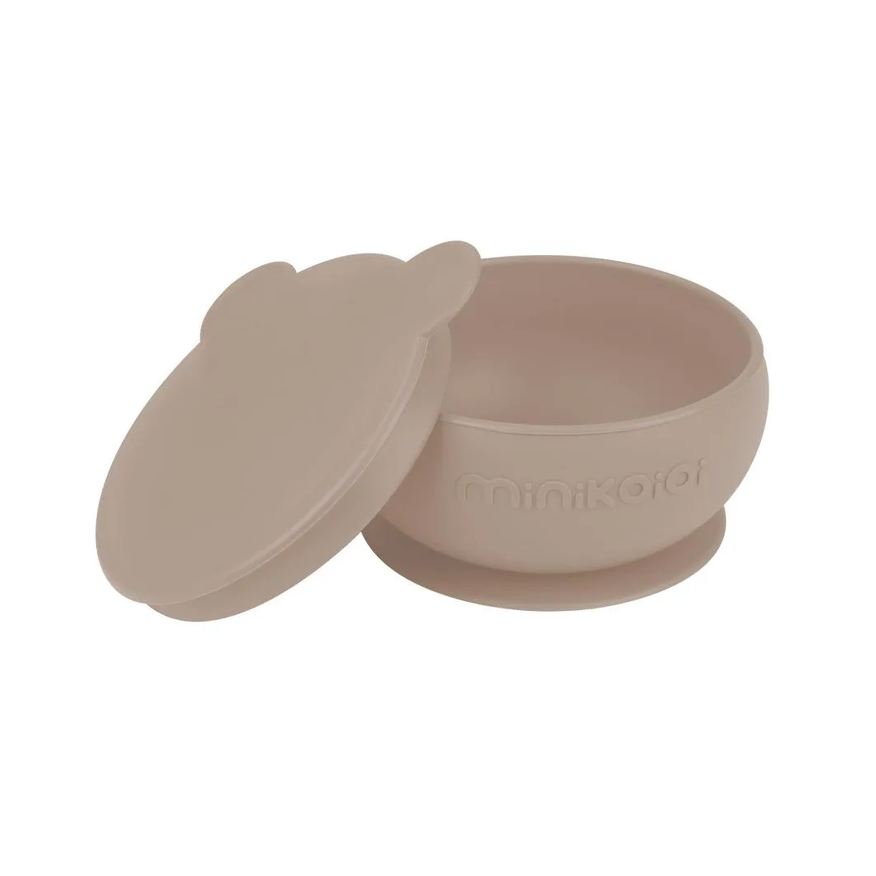 Minikoioi Tigela Urso de Silicone Bowly 450ml Bubble Beige