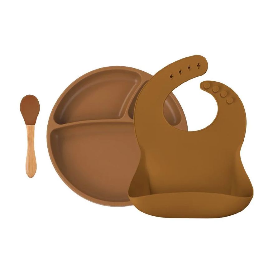 Minikoioi Kit de Alimentação Silicone Blw Set 2 Woody Brown