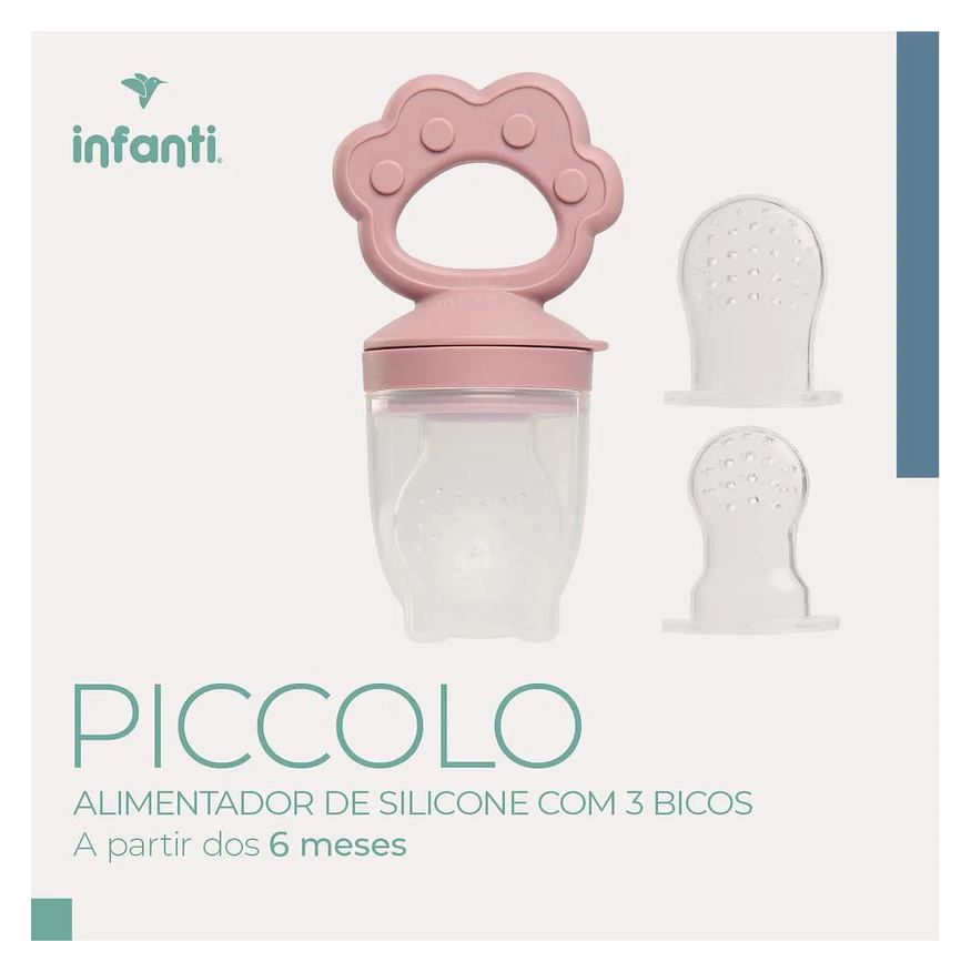 Infanti Alimentador Infantil de Silicone Piccolo 3 Bicos Rosa